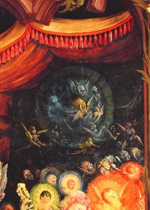 Ángeles bajo el dosel, detalle del Concierto de Ángeles del Retablo de Isenheim, c.1512-16